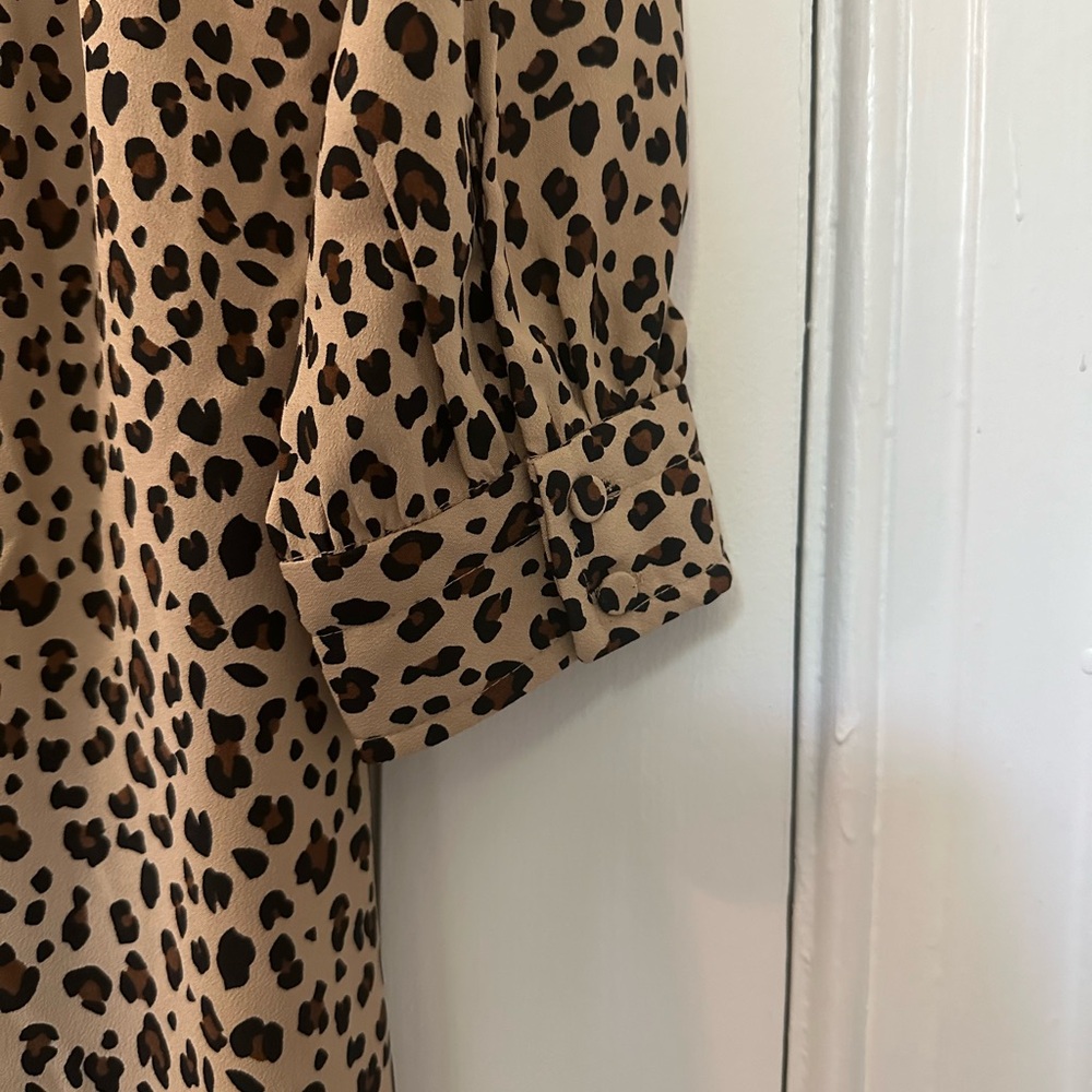 J. Crew Button Front Leopard Print A-line Midi Dress - Picture 5 of 8